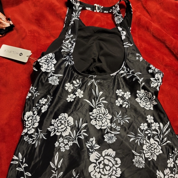 NWT Tankini Two Piece High Neck Athletic Sport Swim Bathing Suit Large - Picture 3 of 8